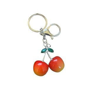 Cherry Keychain Bag Charm –Light Red & Silver Tone (Brand New)